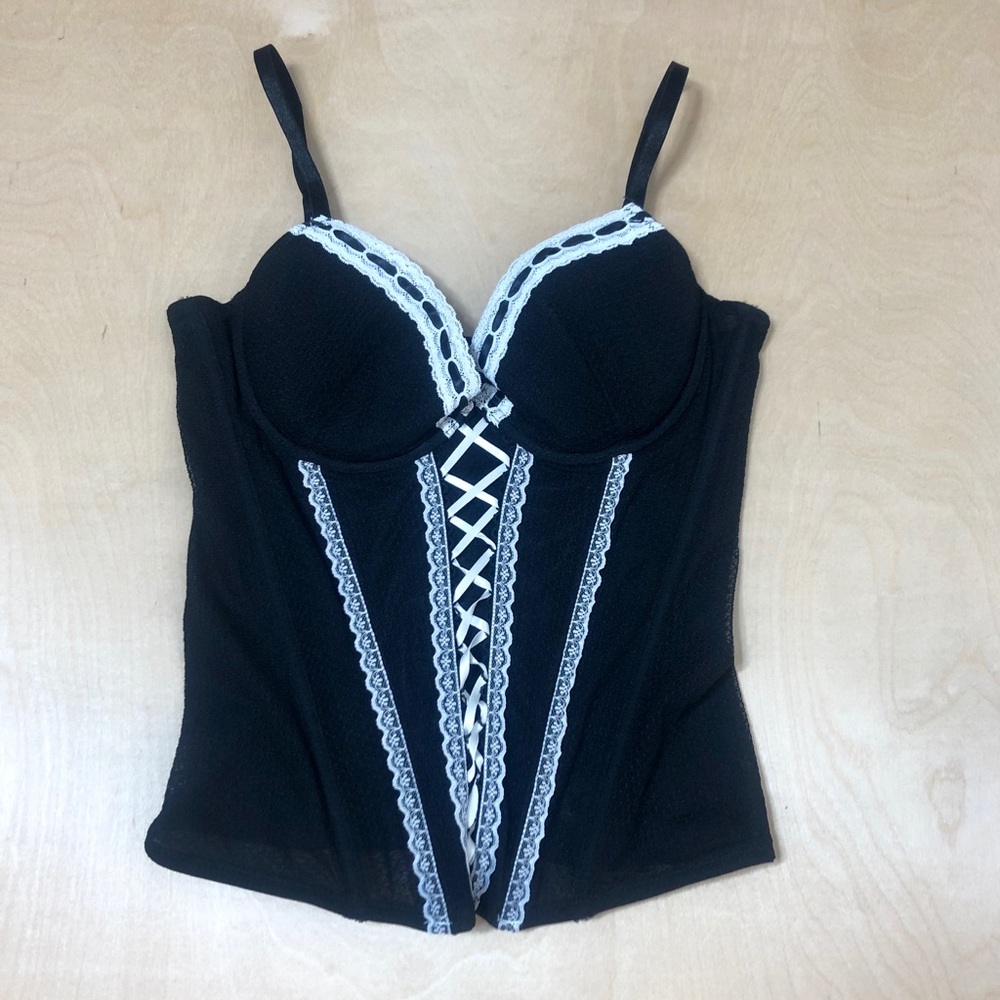 H&M Black Corset Bustier Push Up Bra Corset Top 10